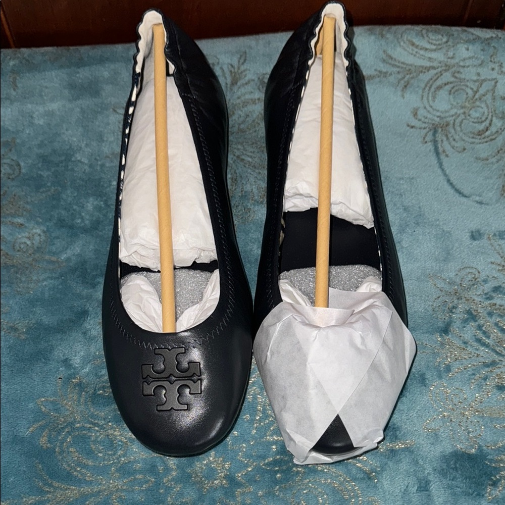 Tory Burch Blue Leather Ballet Flats